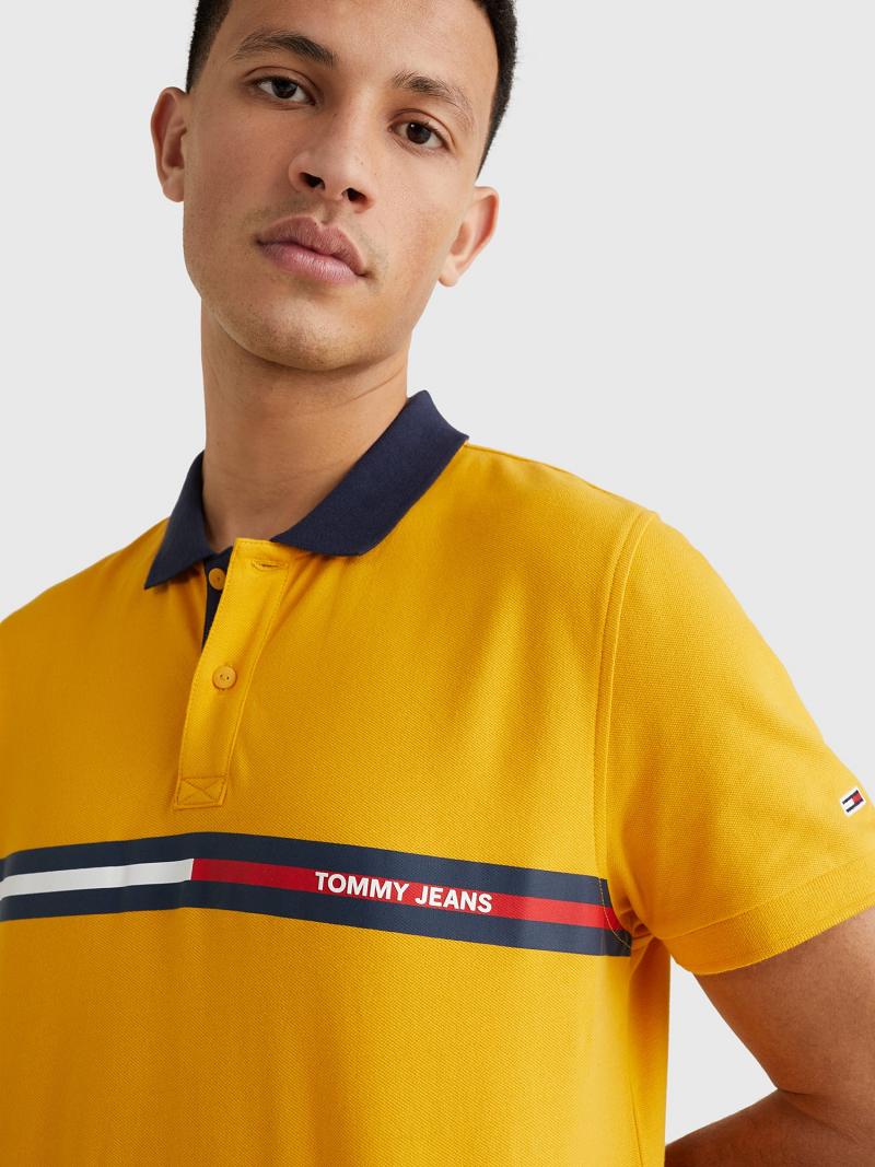 Férfi Tommy Hilfiger Relaxed fit chest flag Polos Sárga | HU 1090GSO